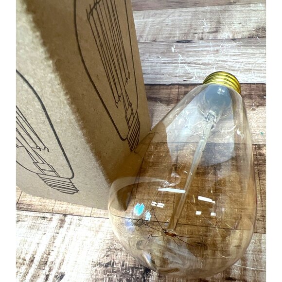 Kiven Vintage Edison Amber Light Bulb 60W E26 110-120V ST64 Decorative Glass - Picture 2 of 2